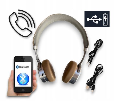 Słuchawki Bluetooth Nauszne 2W1 Terris Bkh 274 Z Mikrofonem Beżowe 12H