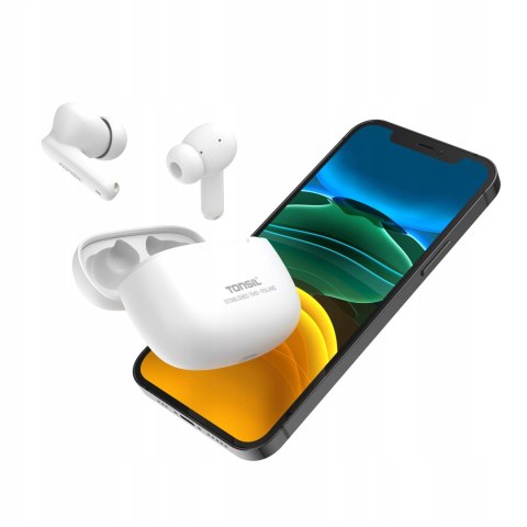 Słuchawki Dokanałowe Douszne Bluetooth Tonsil T50bt Ipx5 Usb-C 75H Białe