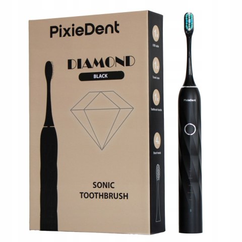 Zestaw 2 szczoteczek sonicznych PixieDent Diamond z 8 końcówkami i etui