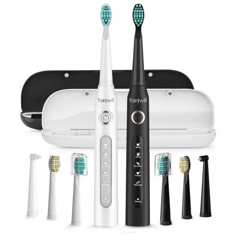 Fairywill Fw507 Soniczna Szczoteczka 5 Trybów 40K Wibracji Ipx7 2 Sztuki