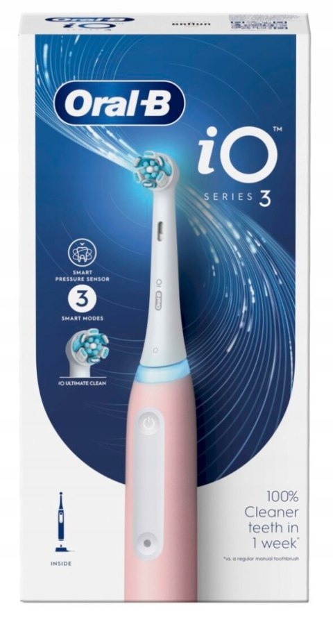 Szczoteczka Magnetyczna Oral-B Io 3 Różowa, Czujnik Nacisku, 3 Tryby Pracy