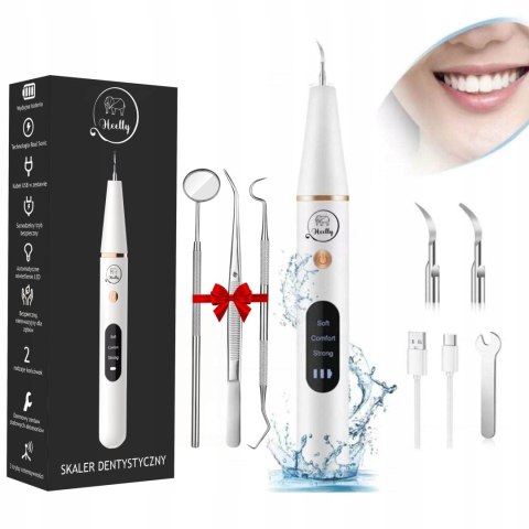 Ultradźwiękowy Skaler Do Zębów Heelly Z 3 Trybami I Led, Biały