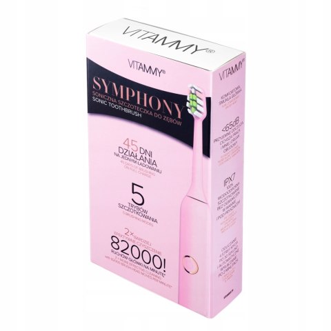 Vitammy Symphony Soniczna Szczoteczka Pink 82000 Ruchów 5 Trybów Usb Róż