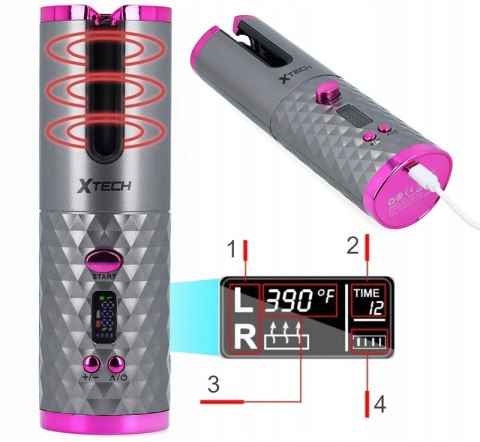 Ceramiczna Lokówka Automatyczna 2-Kierunkowa Z Lcd I Powerbankiem
