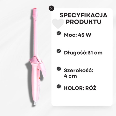 Lokówka Do Włosów 25W 9Mm 31Cm, Szybkie Nagrzewanie I Bezpieczne Kręcenie