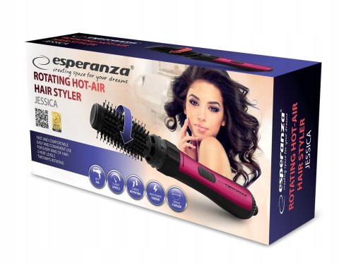 Lokówko-Suszarka Obrotowa Esperanza Jessica 1000W 3 Poziomy, Dwukierunkowa