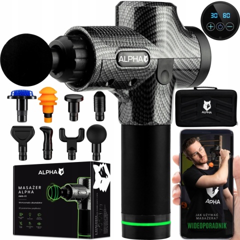 Masażer Do Ciała Alpha Pro - Pistolet Do Masażu Z 8 Końcówkami
