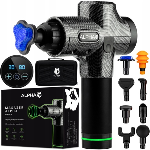 Masażer Do Ciała Alpha Pro - Pistolet Do Masażu Z 8 Końcówkami