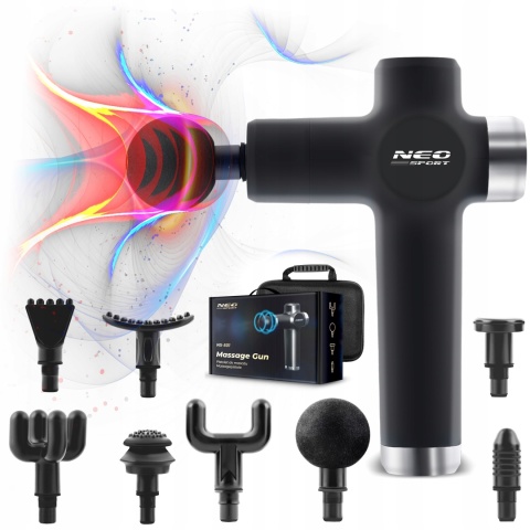 Pistolet Do Masażu Neo-Sport, 8 Końcówek, Relaksujący Masaż Ciała