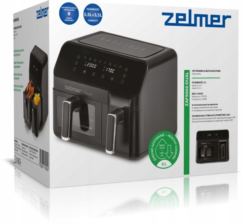 Frytkownica Beztłuszczowa 2700W 9L Dual Zelmer Z 8 Programami I 2 Komorami