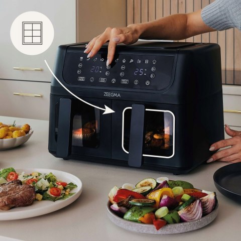 Frytkownica Beztłuszczowa Dwukomorowa 9L 1700W Z Oknami I Dużymi Szufladami