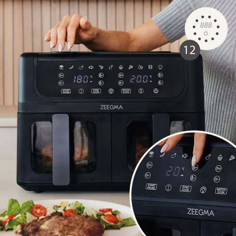 Frytkownica Beztłuszczowa Dwukomorowa 9L 1700W Z Oknami I Dużymi Szufladami
