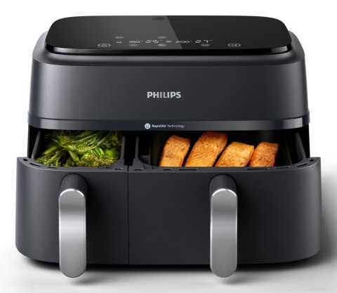 Frytkownica Beztłuszczowa Philips Na351 2750W 9L Dwukomorowa, 8 Programów