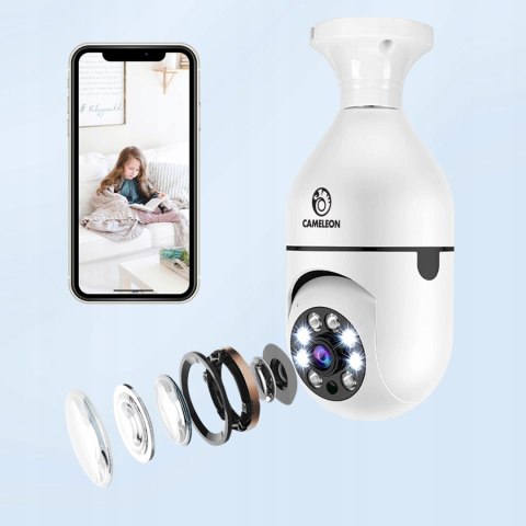 Obrotowa Kamera Wifi Ip W Żarówce E27 Ptz 4Mp Full Hd Z Detekcją Ruchu
