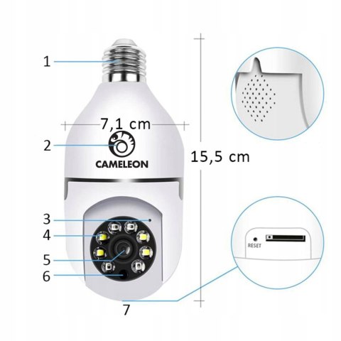 Obrotowa Kamera Wifi Ip W Żarówce E27 Ptz 4Mp Full Hd Z Detekcją Ruchu