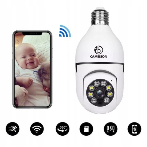 Obrotowa Kamera Wifi Ip W Żarówce E27 Ptz 4Mp Full Hd Z Detekcją Ruchu