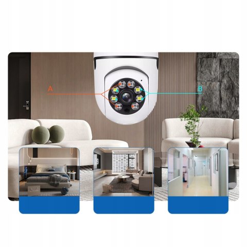 Obrotowa Kamera Wifi Ip W Żarówce E27 Ptz 4Mp Full Hd Z Detekcją Ruchu