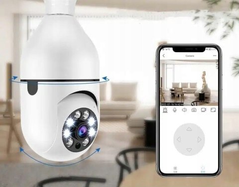 Obrotowa Kamera Wifi Ip W Żarówce E27 Ptz 4Mp Full Hd Z Detekcją Ruchu