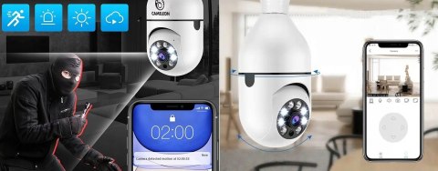 Obrotowa Kamera Wifi Ip W Żarówce E27 Ptz 4Mp Full Hd Z Detekcją Ruchu