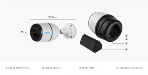 Kamera Reolink Go Plus 5Mp 2K Bezprzewodowa 4G Z Akumulatorem I Pir