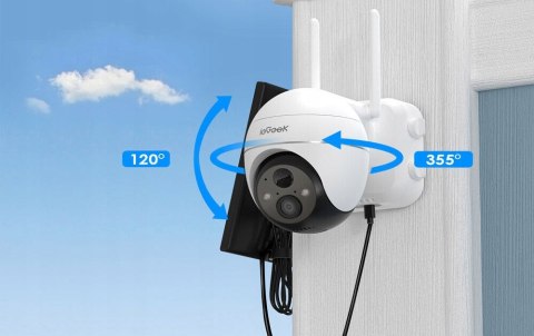 Kamera Z Panelem Solarnym Wifi 2K 3Mp, 9000Mah, Obrotowa, 4X Zoom, Full Hd