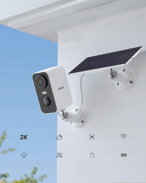 Kamera Zewnętrzna 2K Hd Z Panelem Słonecznym, Wifi, Alexa, Pir, Audio