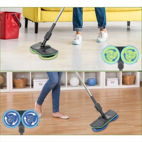 Elektryczny Bezprzewodowy Mop Ręczny Obrotowy 50Min Do Podłóg +2 Nakładki