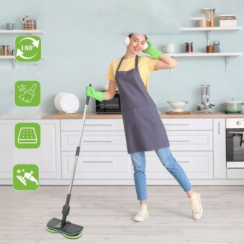 Elektryczny Bezprzewodowy Mop Ręczny Obrotowy 50Min Do Podłóg +2 Nakładki