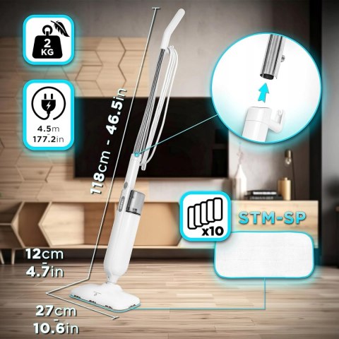 Elektryczny Mop Parowy Duronic Stm11 1100W 15 Sek 2Kg 300Ml Na Podłogi
