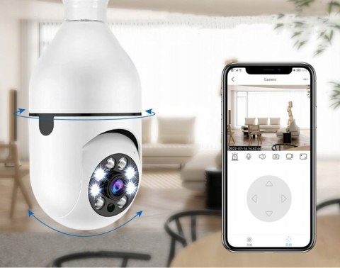 Kamera Obrotowa 360 W Żarówce E27 Ptz Nagrywanie Nocne Wifi Ip Monitoring