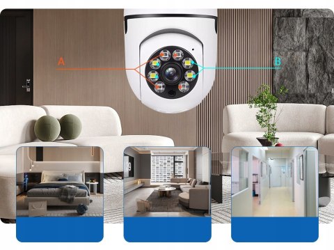 Kamera Obrotowa 360 W Żarówce E27 Ptz Nagrywanie Nocne Wifi Ip Monitoring