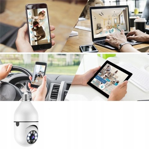 Kamera Obrotowa 360 W Żarówce E27 Ptz Nagrywanie Nocne Wifi Ip Monitoring
