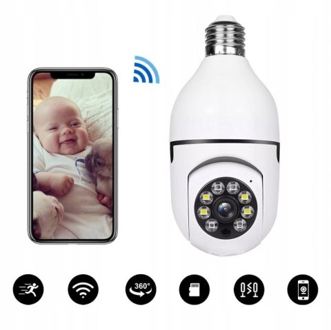 Kamera Obrotowa 360 W Żarówce E27 Ptz Nagrywanie Nocne Wifi Ip Monitoring