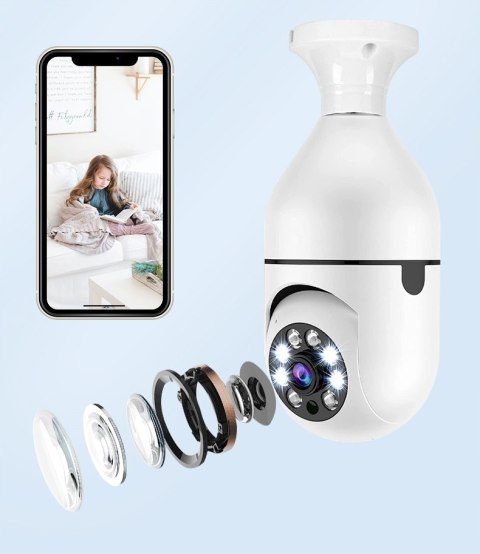 Kamera Obrotowa 360 W Żarówce E27 Ptz Nagrywanie Nocne Wifi Ip Monitoring