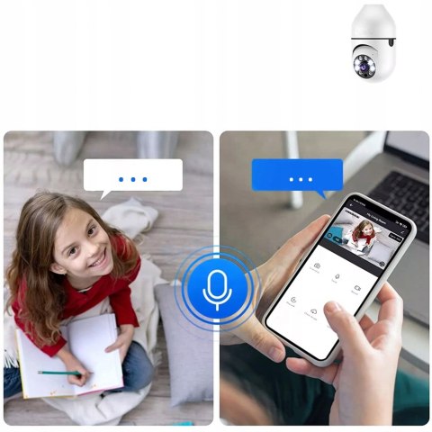 Kamera Obrotowa 360 W Żarówce E27 Ptz Nagrywanie Nocne Wifi Ip Monitoring