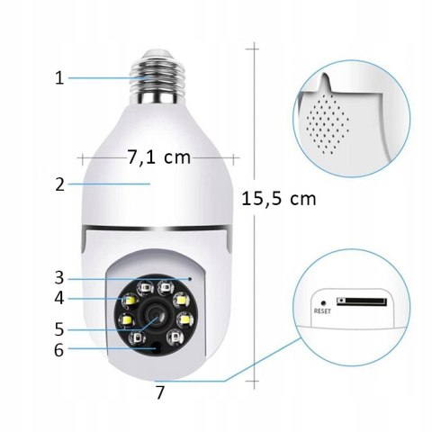 Kamera Obrotowa 360 W Żarówce E27 Ptz Nagrywanie Nocne Wifi Ip Monitoring