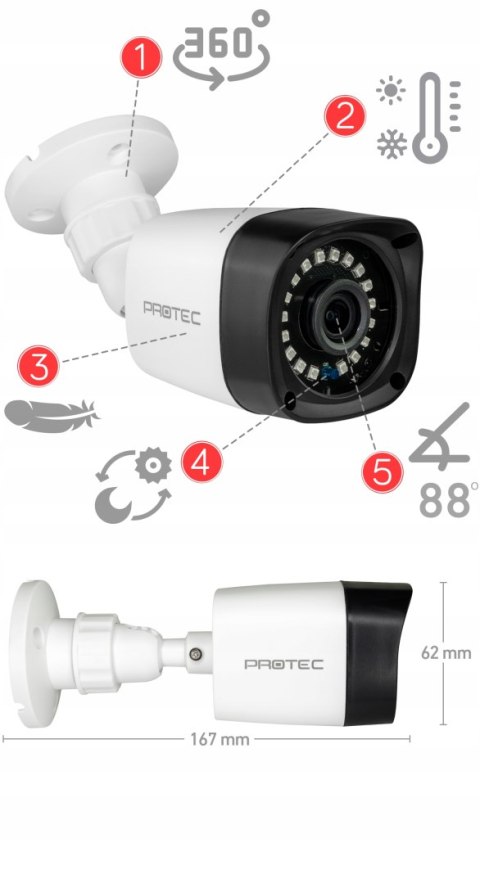 Kamera Tubowa 8Mpx Ahd 3840X2160 Ir20m 85° Ip66 Do Monitoringu Zewnętrznego
