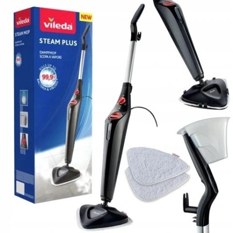 Mop Parowy Vileda 1550W - 2 Wkłady Mikrofibry I Nakładka Do Dywanów 400Ml