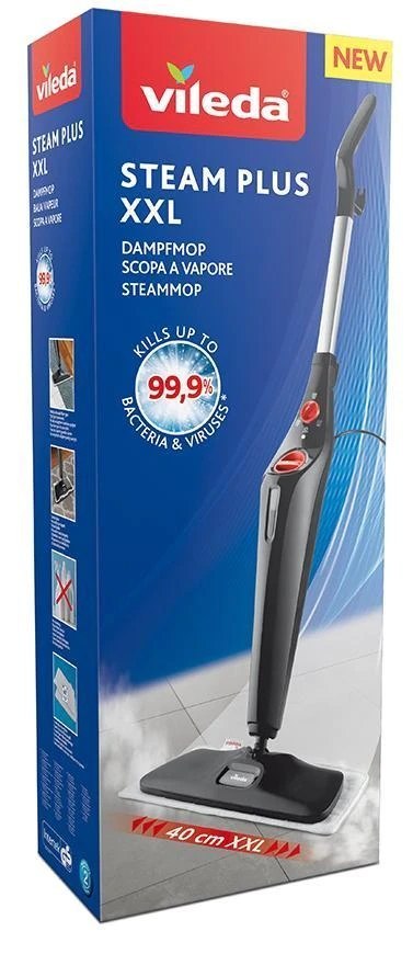 Mop Parowy Vileda Steam Plus Xxl 1550W 15 Sekund 99,9% Bakterii Do Podłóg