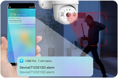 Obrotowa Kamera Zewnętrzna Wifi Full Hd 360° Z Alarmem Podgląd Na Telefon