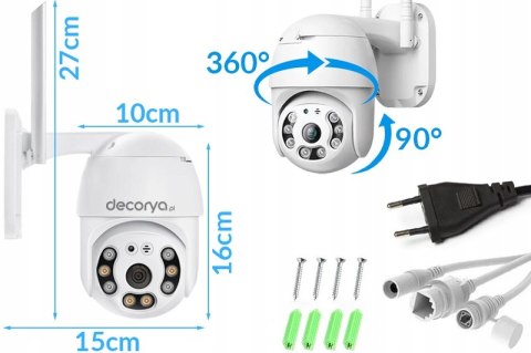 Obrotowa Kamera Zewnętrzna Wifi Full Hd 360° Z Alarmem Podgląd Na Telefon