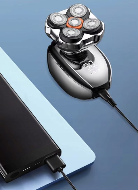 Golarka Męska Akumulatorowa Riwall 5D Led Usb-C, Trymer, Wodoodporna