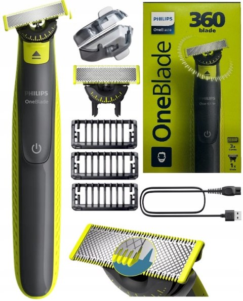 Golarka Philips Oneblade Trymer Do Zarostu I Golenia 3 Nasadki, Wodoodporna