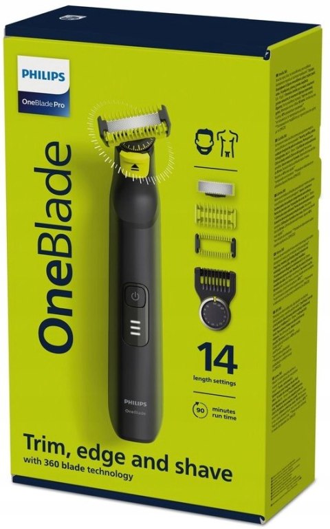 Philips Oneblade 360 Pro Golarka Sucho-Mokro 90 Min Akumulator, 3 Nasadki