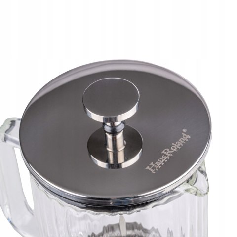Elegancki Szklany Zaparzacz Do Kawy, Herbaty I Ziół 0,6L - Tłokowy Prążek