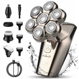 Golarka Męska 5W1 Led 7D Trimmer Usb Ipx7 3 Prędkości Do Brody I Głowy