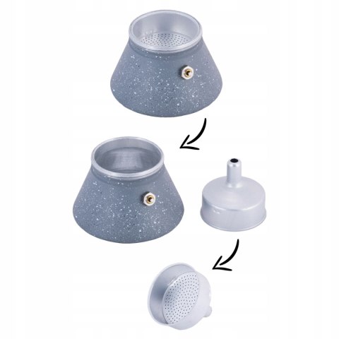 Kawiarka Ciśnieniowa Kamille 150 Ml - Ekspres Do Kawy 3 Filiżanki Aluminium