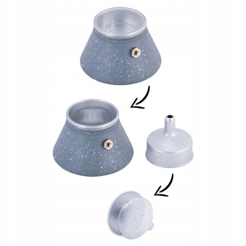 Kawiarka Ciśnieniowa Kamille 150 Ml - Ekspres Do Kawy 3 Filiżanki Aluminium
