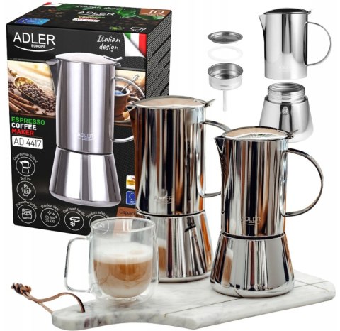 Kawiarka Espresso 620Ml Adler Ad4417: Indukcja, Gaz, Ceramika, Halogen