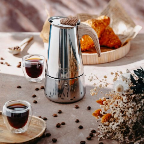 Kawiarka Zaparzacz 450Ml Na Indukcję I Gaz - Stalowa, Szybka, Nie Przecieka